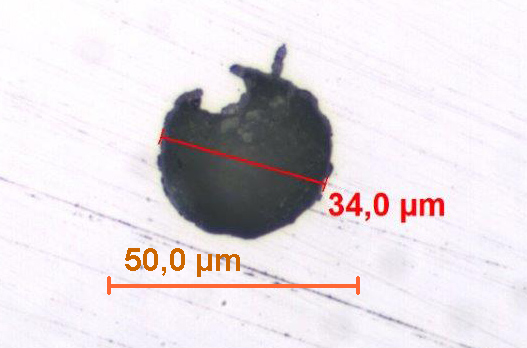 Apfel metallografisch - Blick durchs Mikroskop